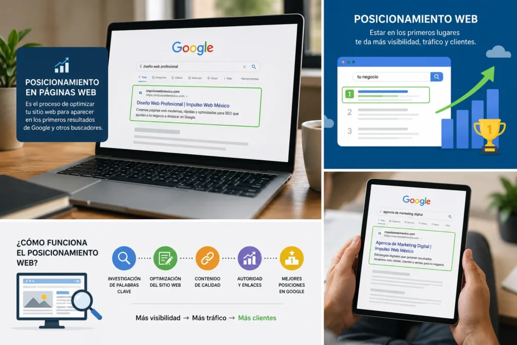 Infografía para enseñar que es el posicionamiento en páginas web