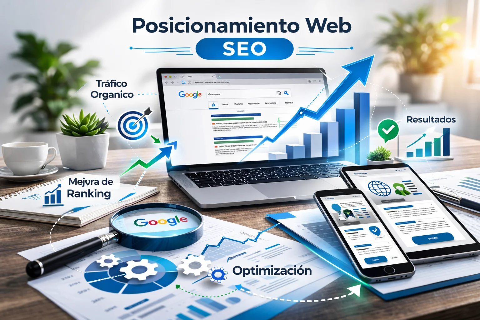 Posicionamiento web seo Ilustración para diseño y desarrollo web con posicionamiento SEO