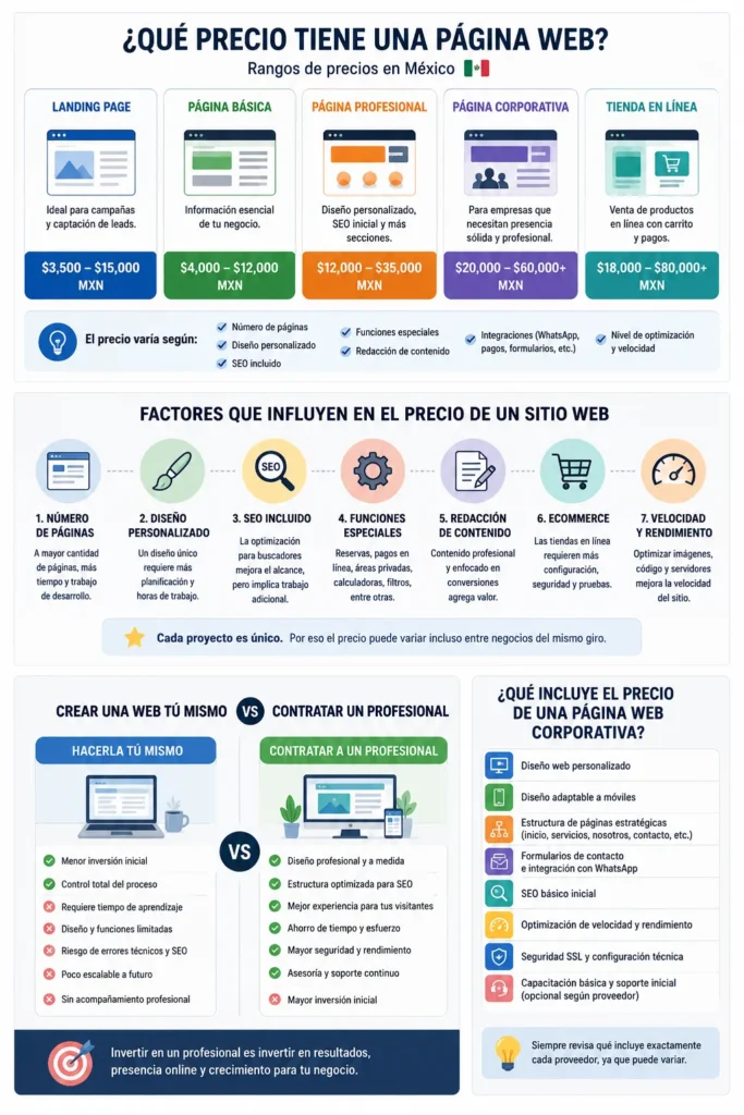 Infografía sobre ¿Qué precio tiene una página web?