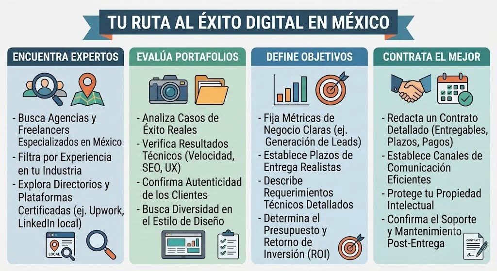 Contratar expertos diseño web seo infografía(1) infografía que ilustra ¿dónde contratar exxpertos en diseño web y SEO en México?