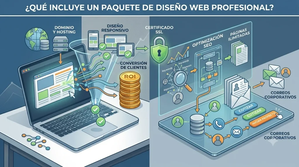 Qué incluye un paquete de diseño web Imagen para ilustrar qué incluye un paquete de diseño web