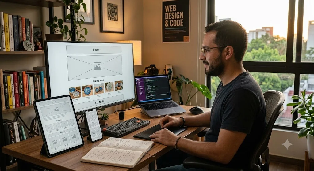 Imagen fotorealista para mostrar qué hace un diseñador web en México