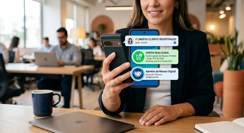 Imagen de una comerciante que descubrió cómo atraer clientes desde internet